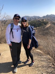 Dorman and his wife Emily, who is Penn’s head athletic trainer, at the Great Wall of China as part of Penn Football’s trip to play a game in China in 2019.